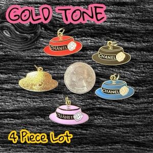 🆕 Listing - 4 Piece CC Hat Gold Tone Zipper Pull Button Charms